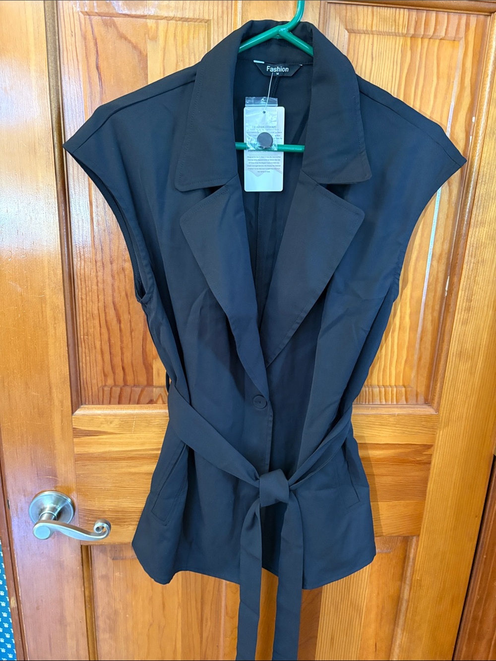 Sleeveless Black Tie-Waist Vest & Pants